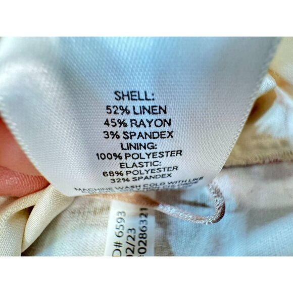 Express Floral Linen Blend Tank Top L Cream Pink Smocked Back - Picture 3 of 15